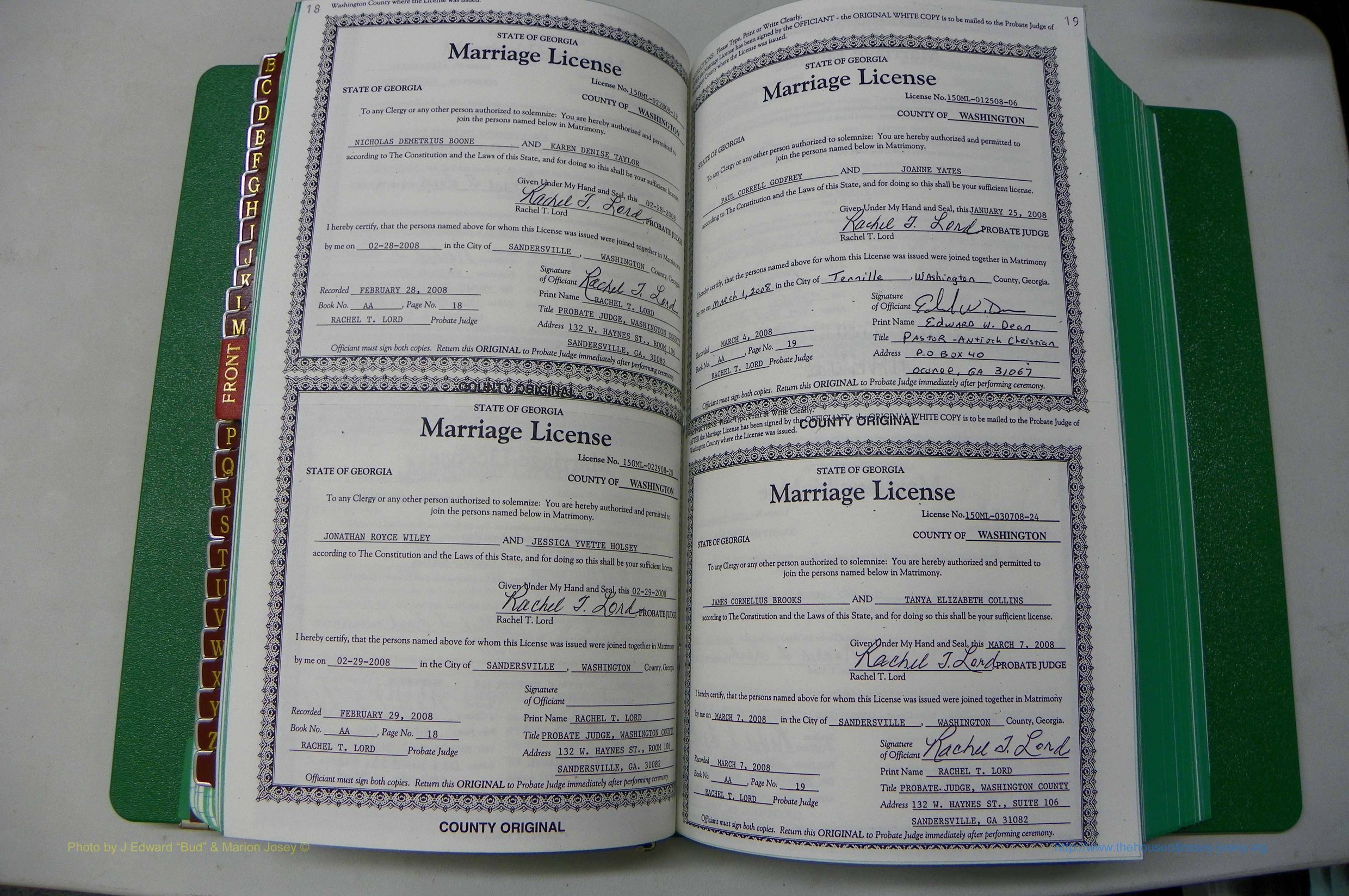 Was GA, Marriages Book AA, 2007 - 2009, P 018-019.JPG