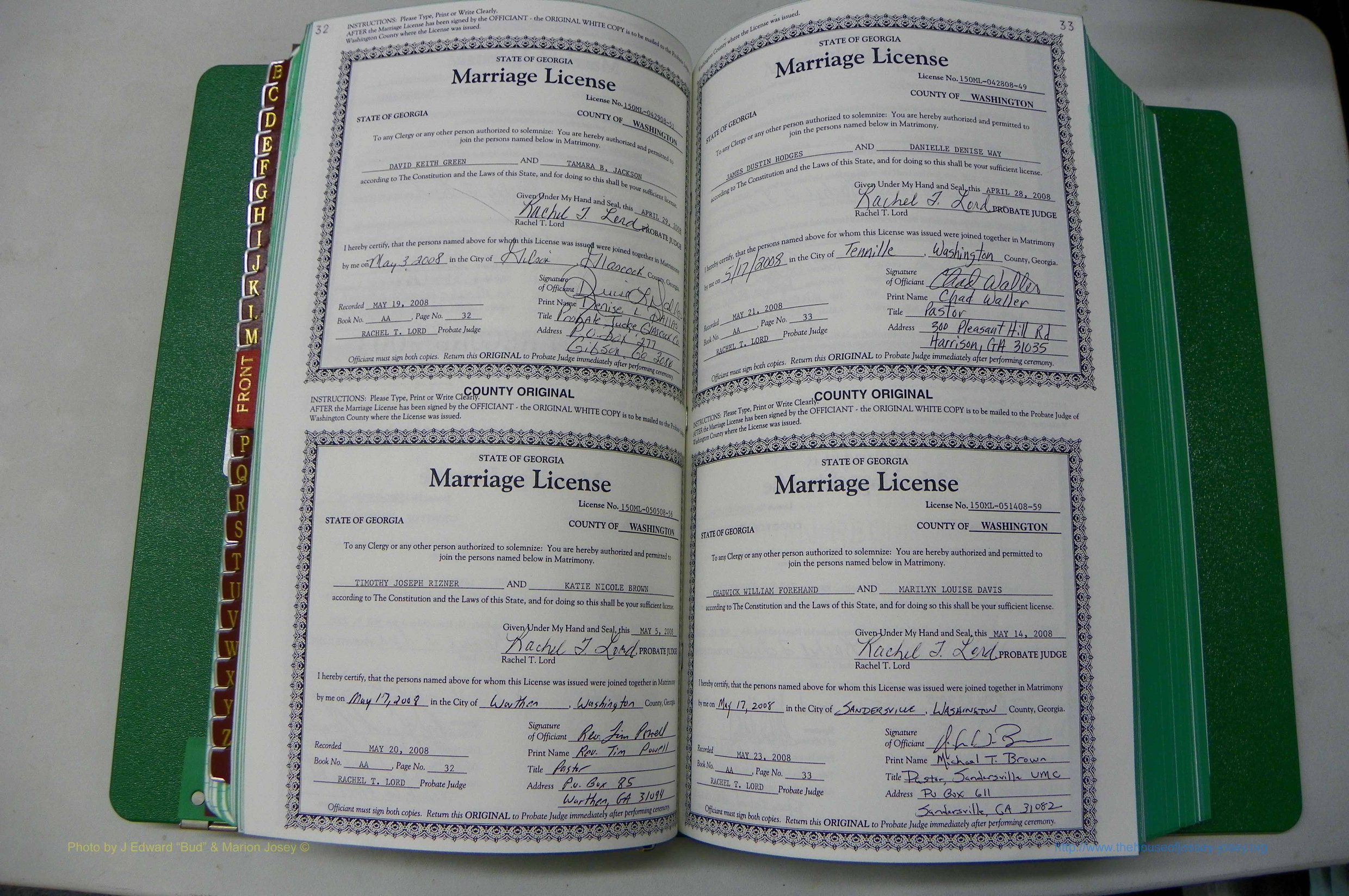 Was GA, Marriages Book AA, 2007 - 2009, P 032-033.JPG