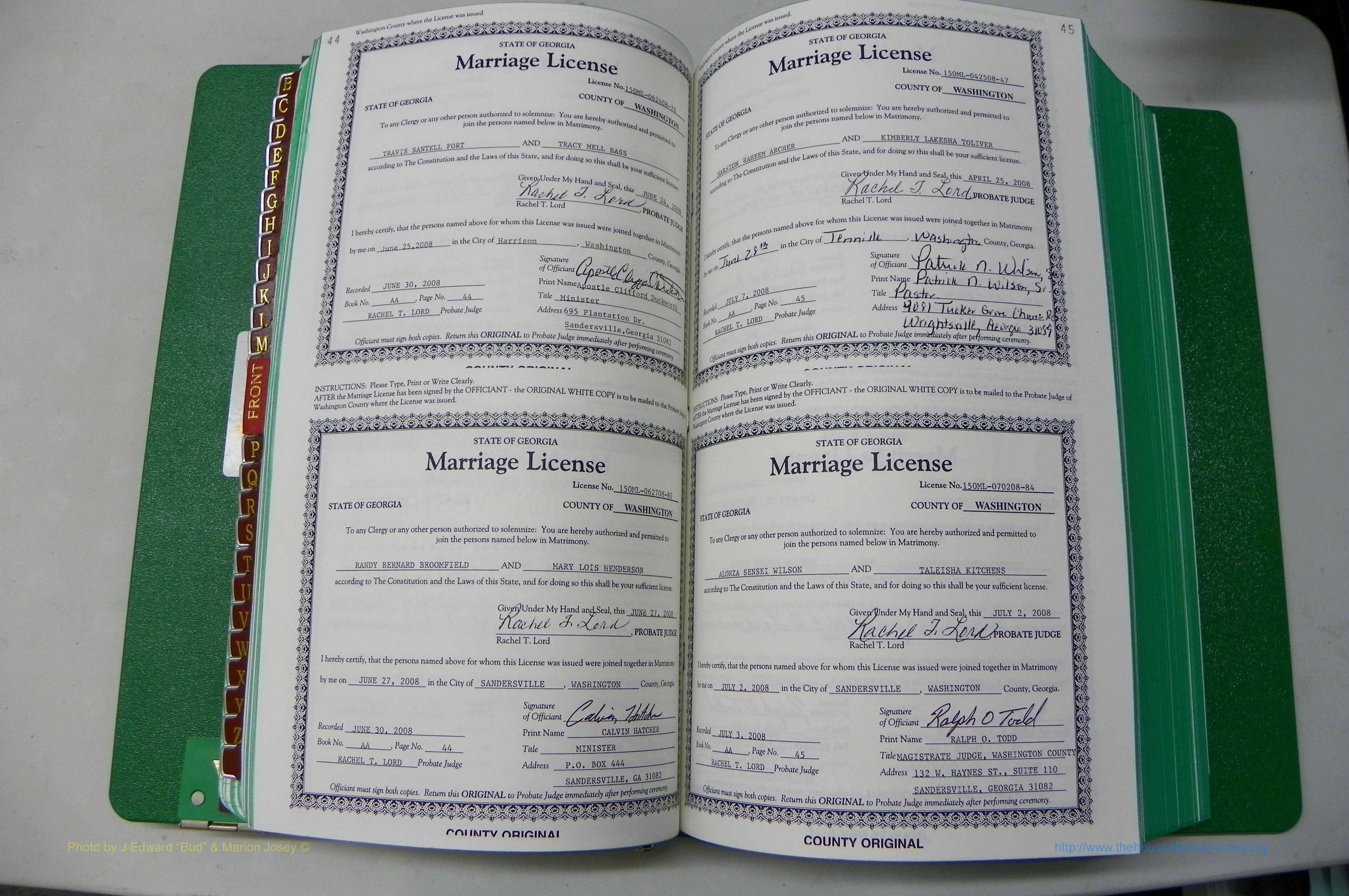 Was GA, Marriages Book AA, 2007 - 2009, P 044-045.JPG