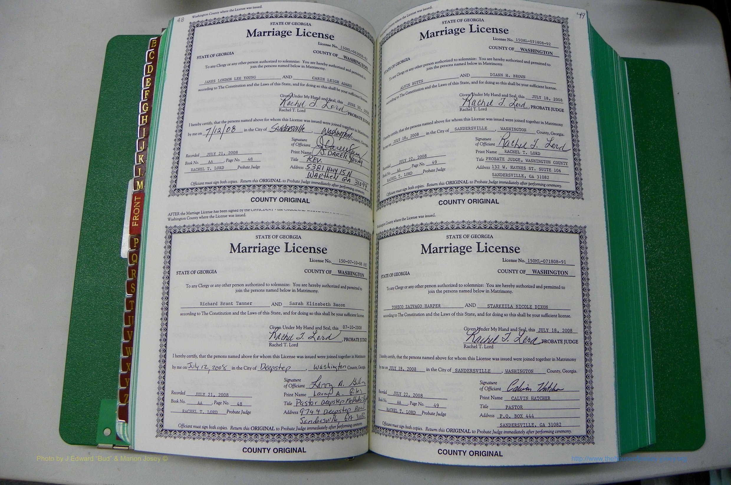 Was GA, Marriages Book AA, 2007 - 2009, P 048-049.JPG