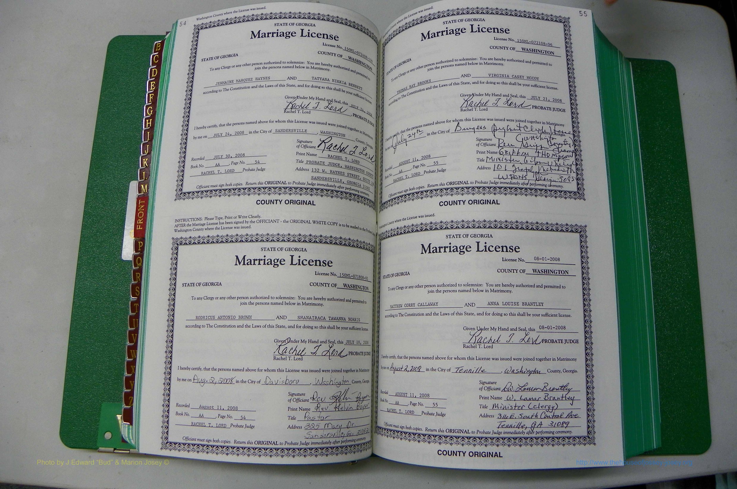 Was GA, Marriages Book AA, 2007 - 2009, P 054-055.JPG