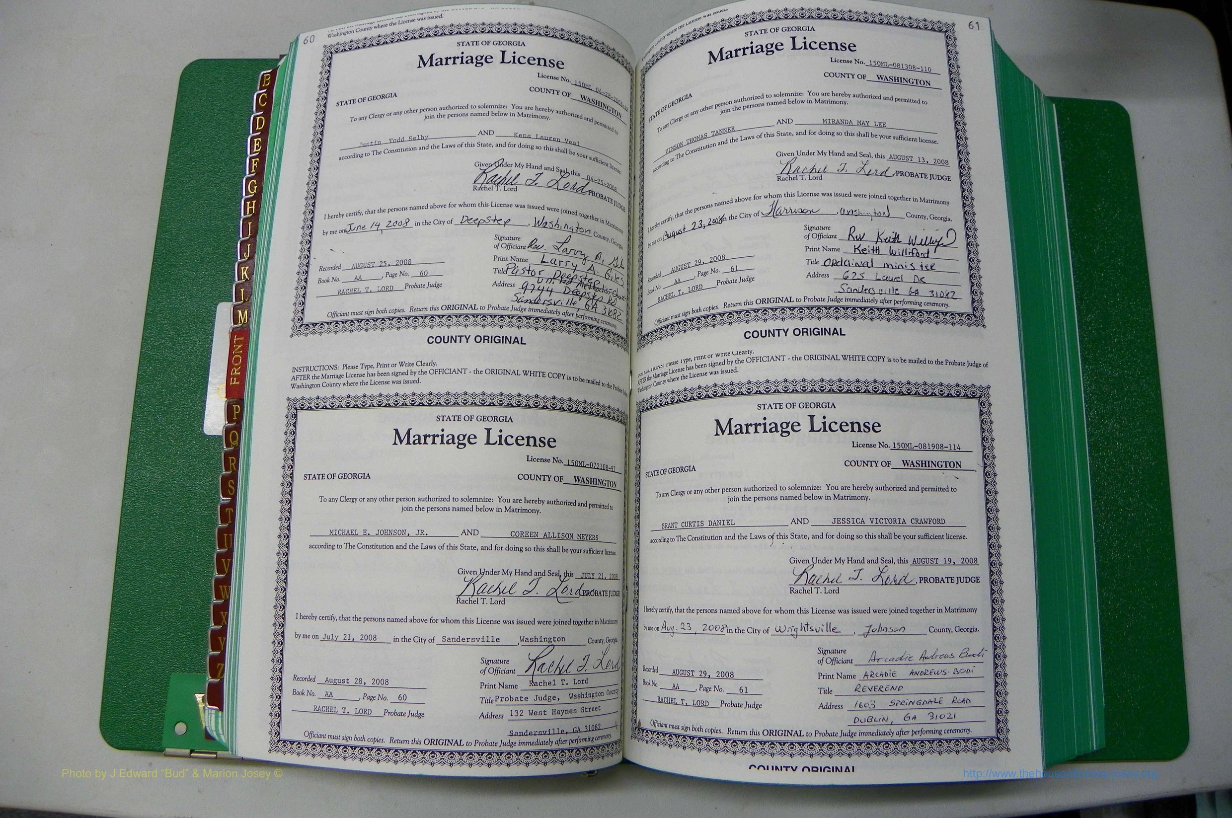 Was GA, Marriages Book AA, 2007 - 2009, P 060-061.JPG