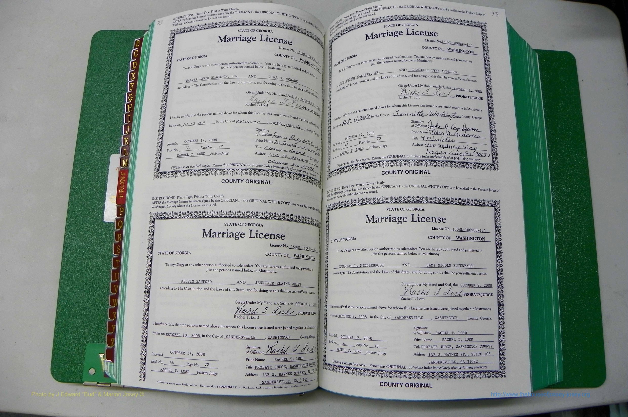 Was GA, Marriages Book AA, 2007 - 2009, P 072-073.JPG