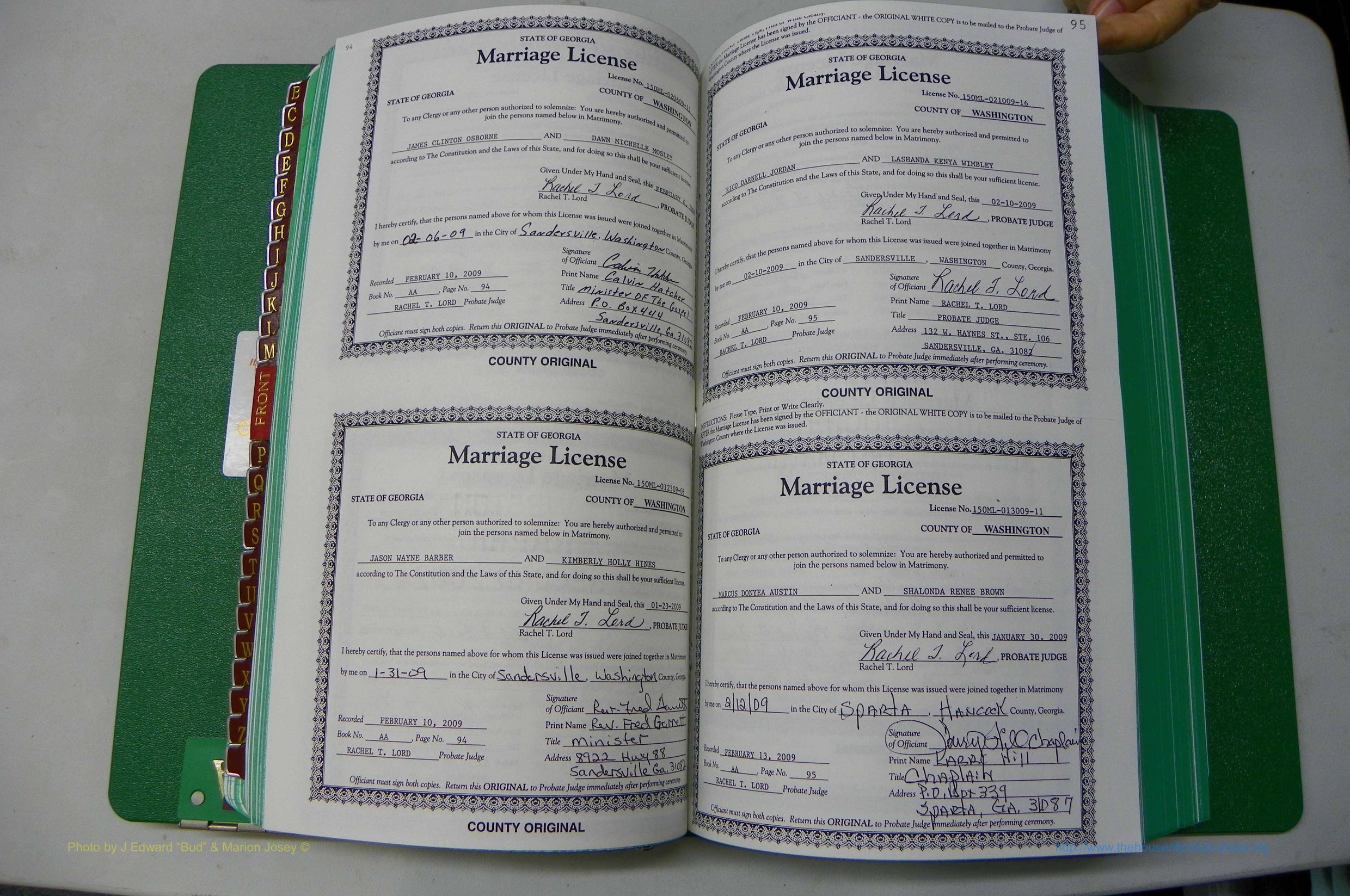 Was GA, Marriages Book AA, 2007 - 2009, P 094-095.JPG