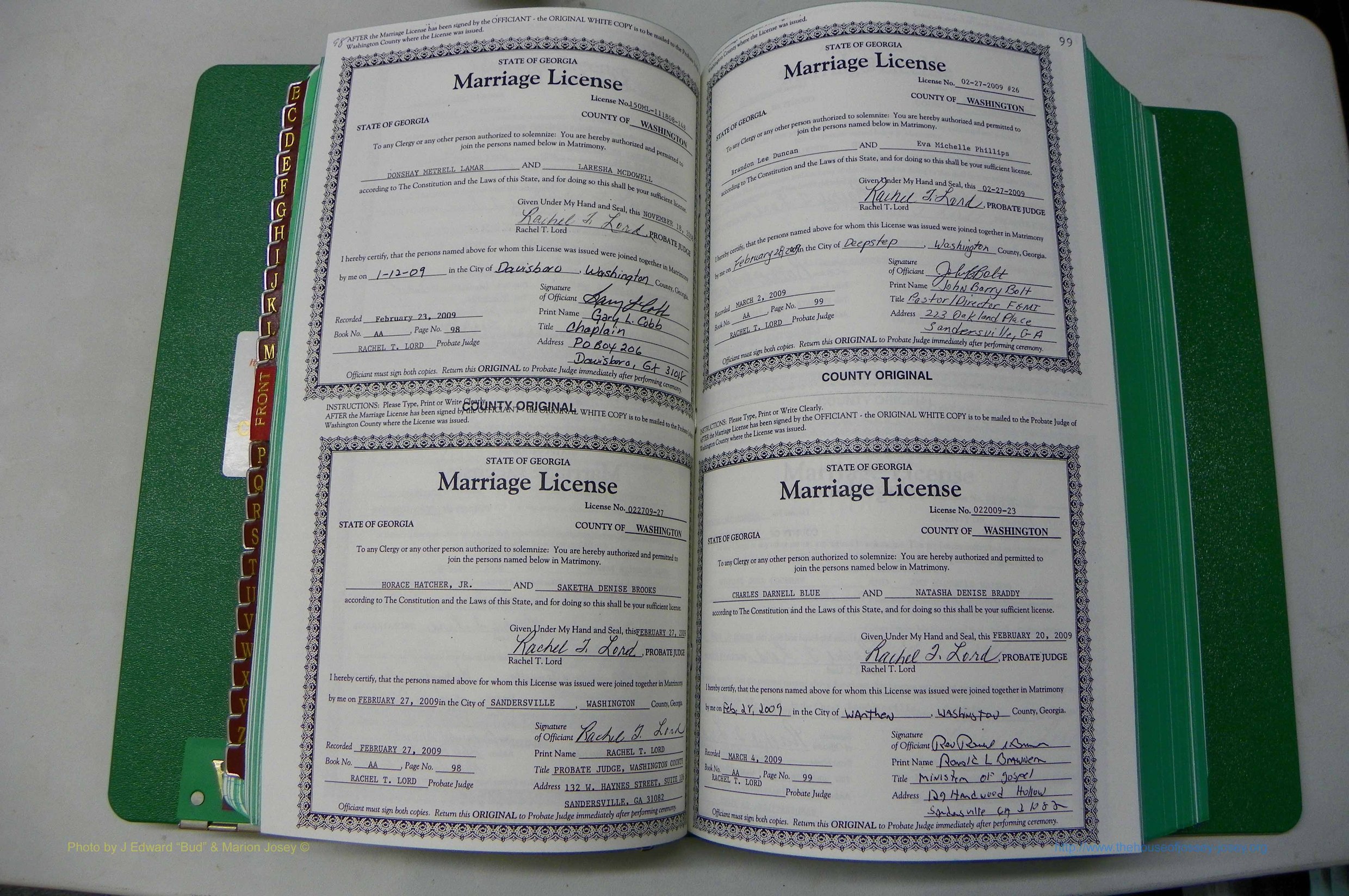 Was GA, Marriages Book AA, 2007 - 2009, P 098-099.JPG
