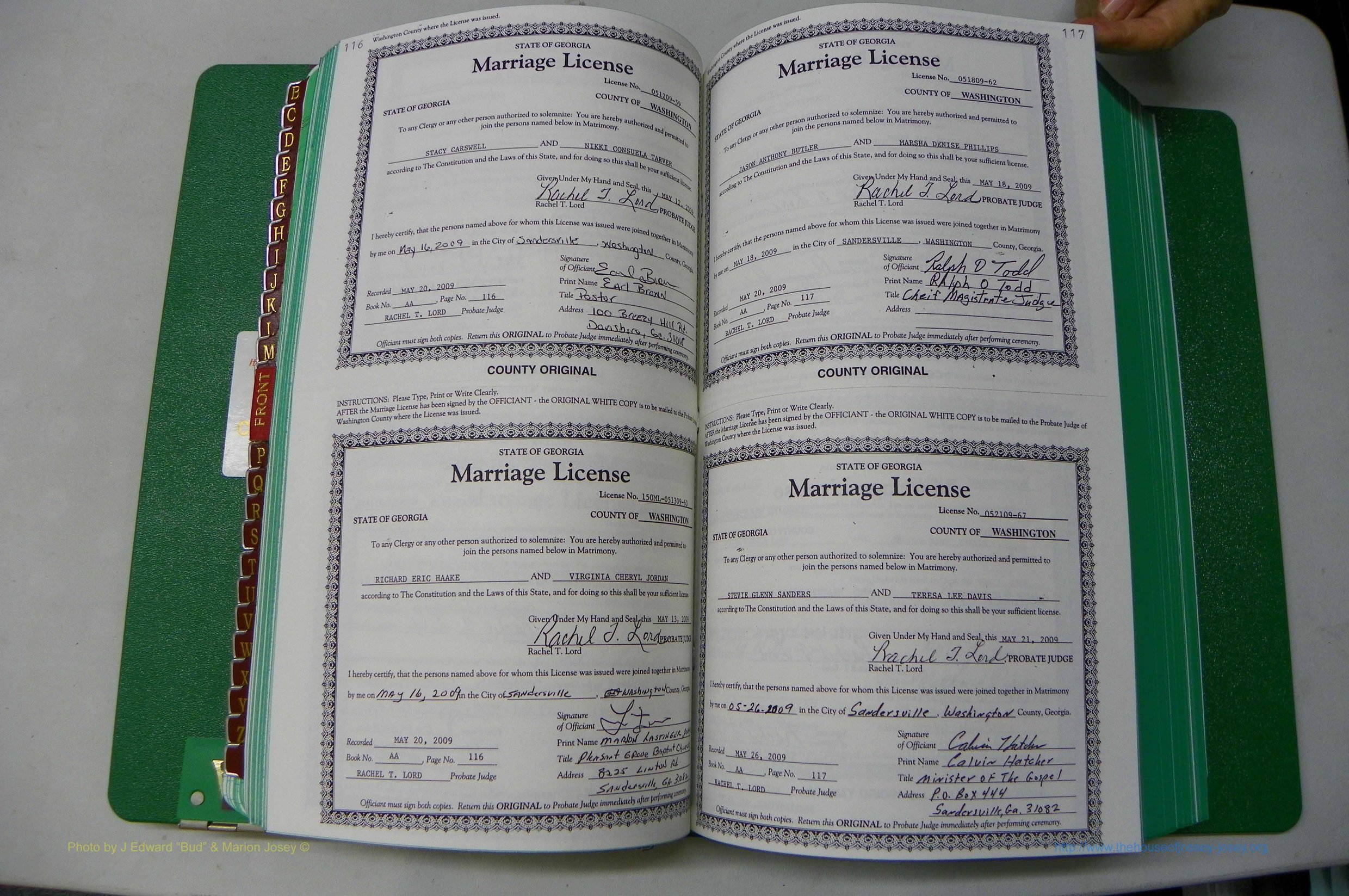 Was GA, Marriages Book AA, 2007 - 2009, P 116-117.JPG