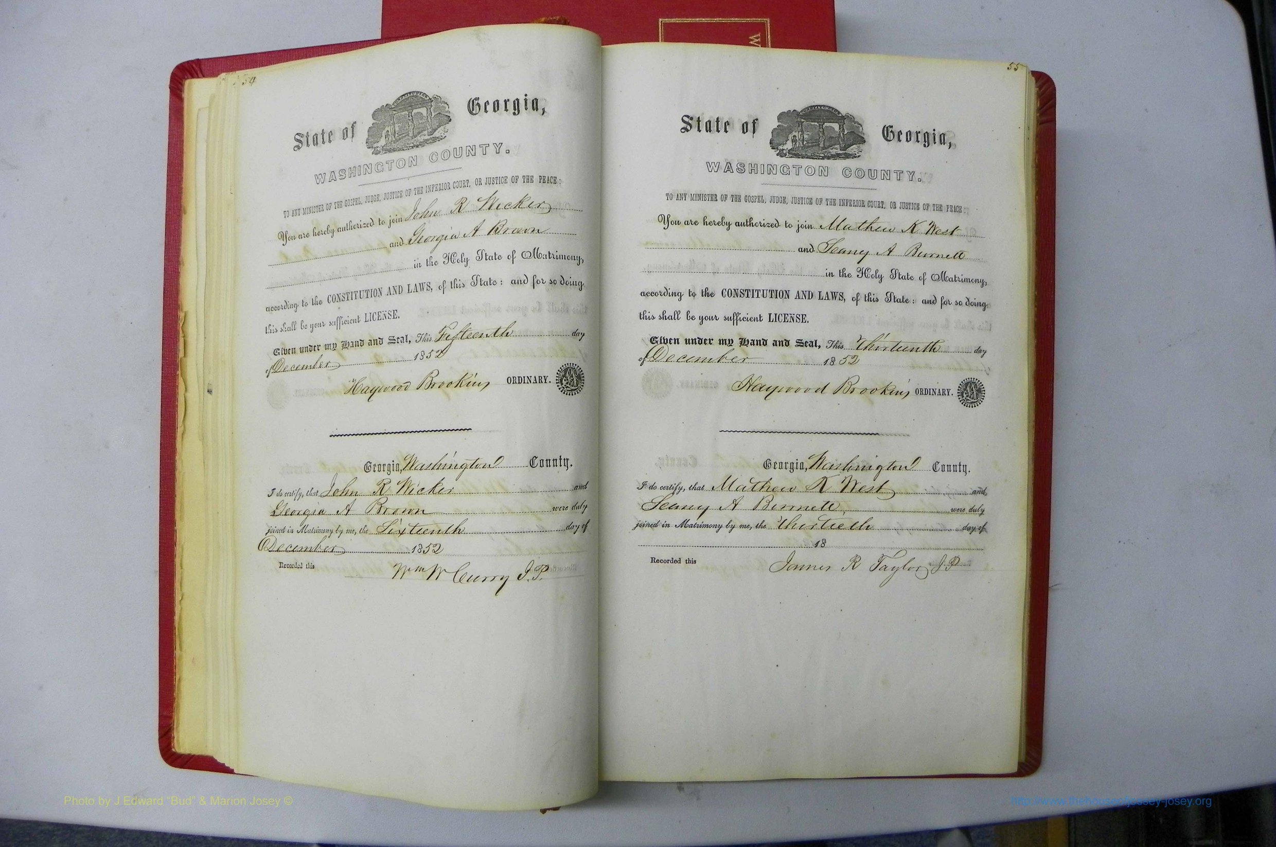 Was GA, Marriages Book B, 1852 - 1860, P 054-055.JPG