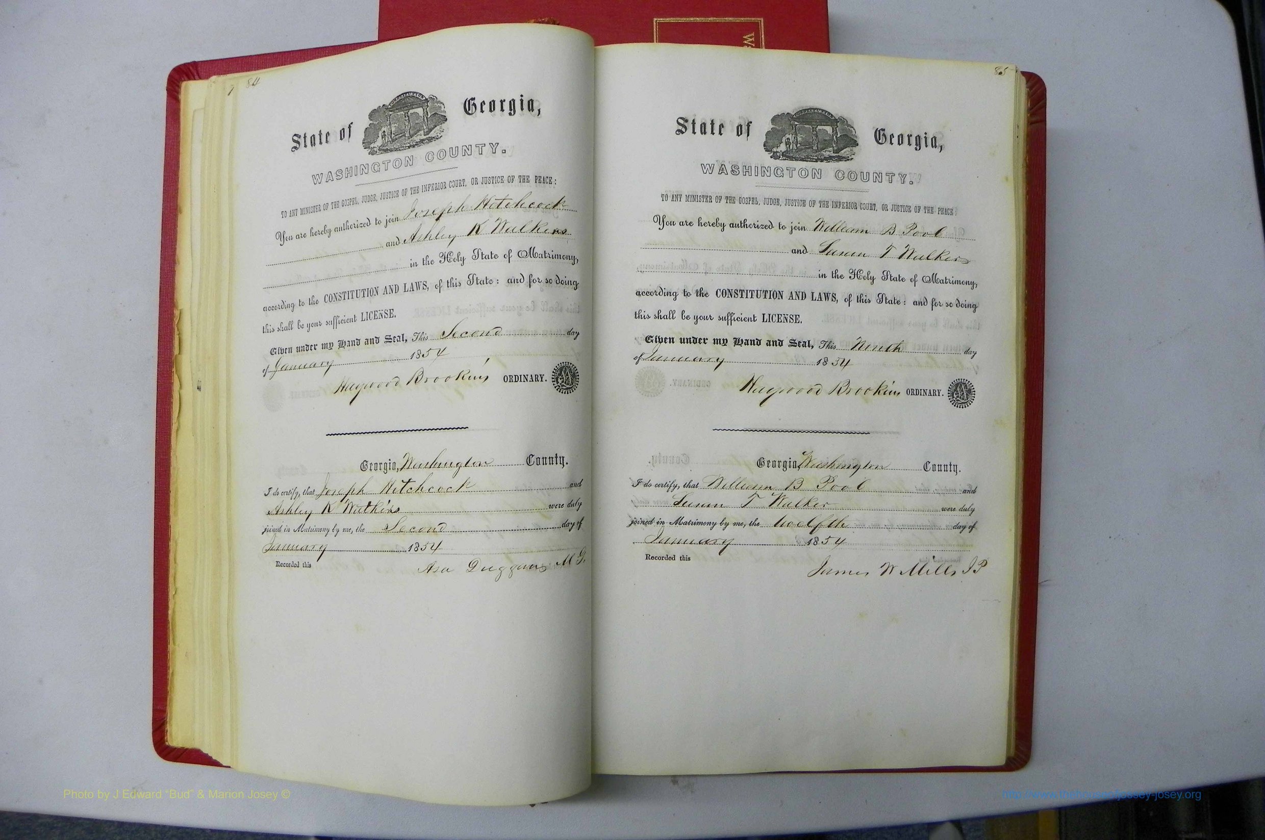 Was GA, Marriages Book B, 1852 - 1860, P 084-085.JPG