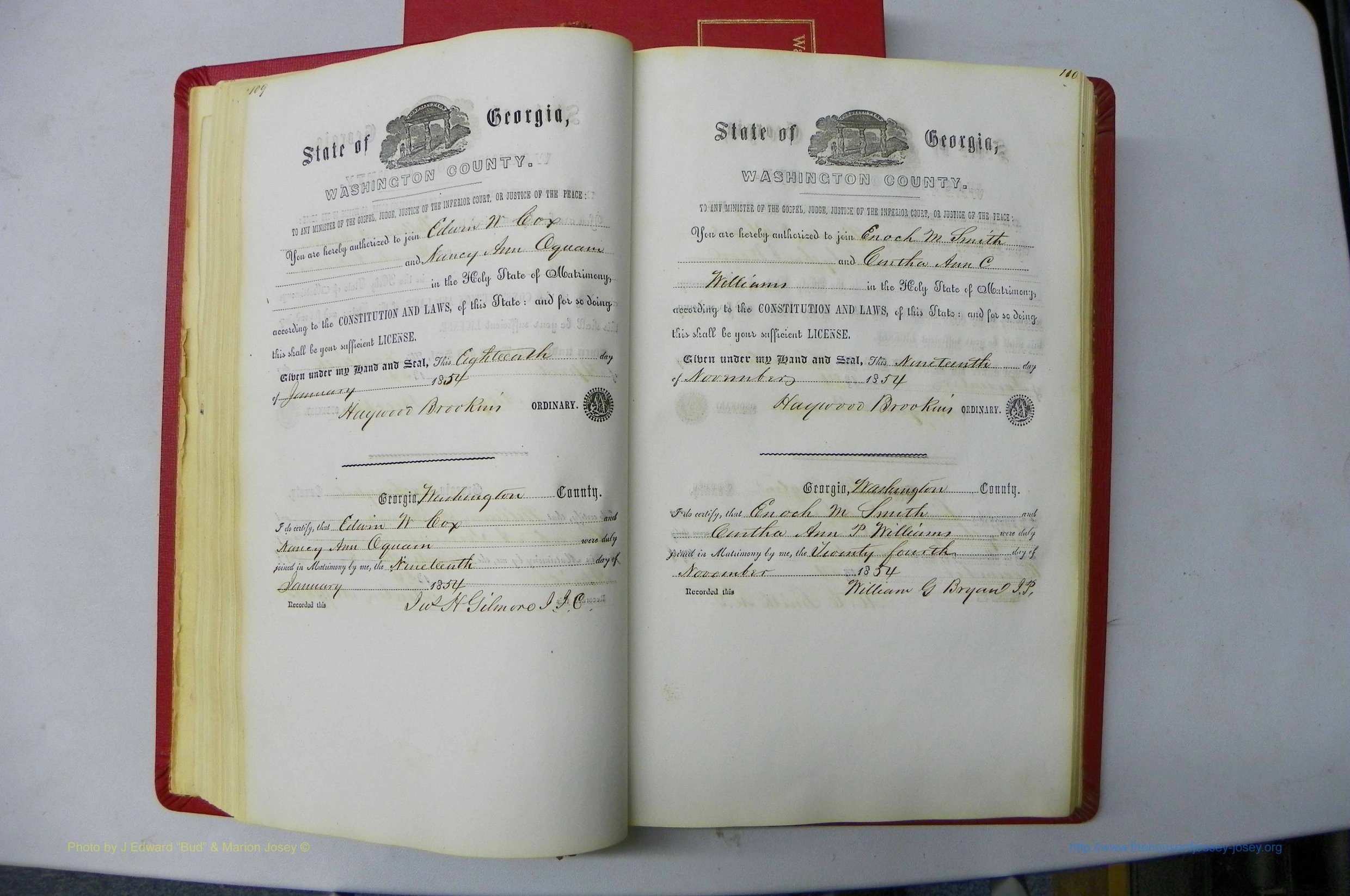 Was GA, Marriages Book B, 1852 - 1860, P 109-110.JPG