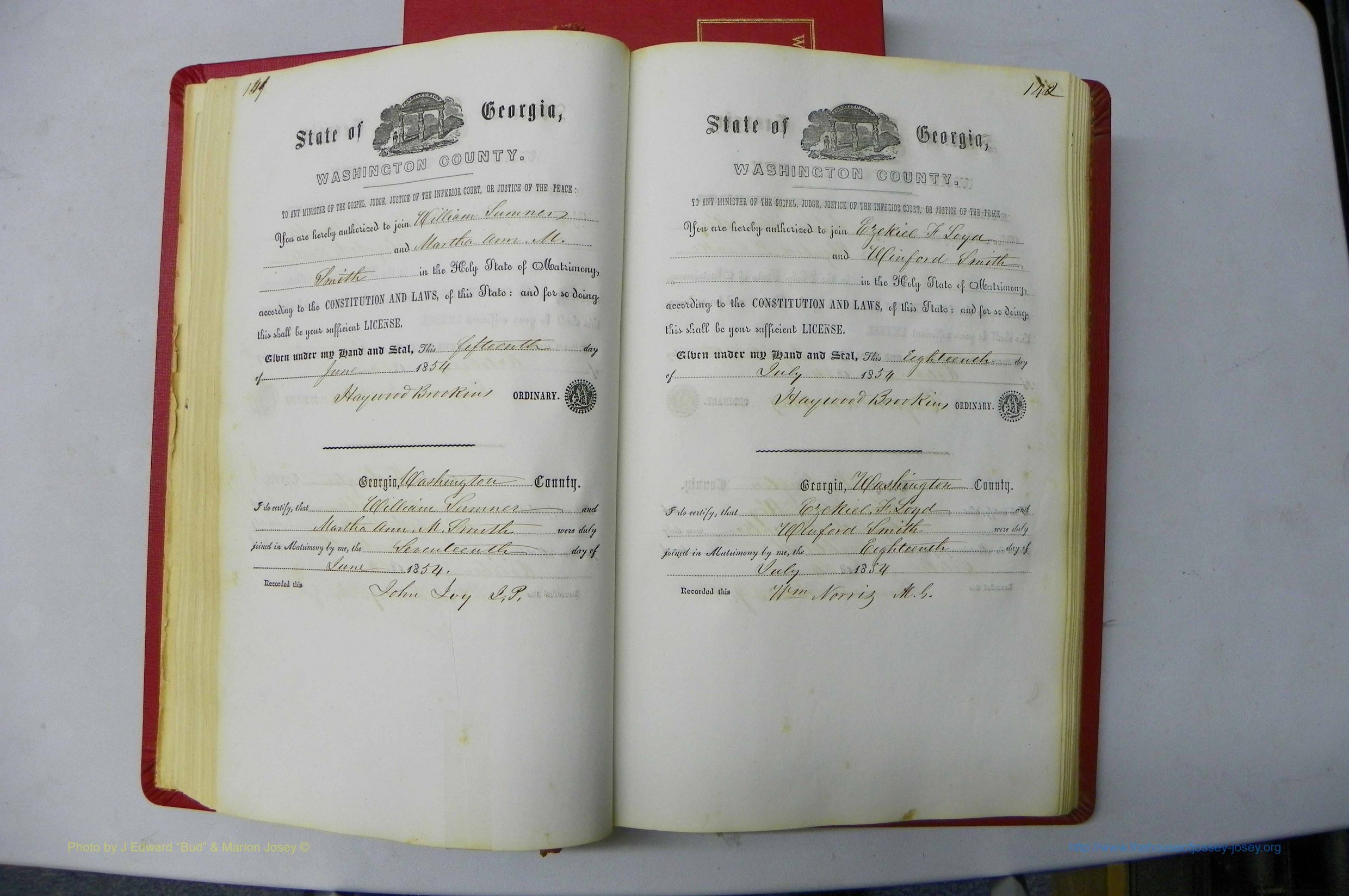 Was GA, Marriages Book B, 1852 - 1860, P 141-142.JPG