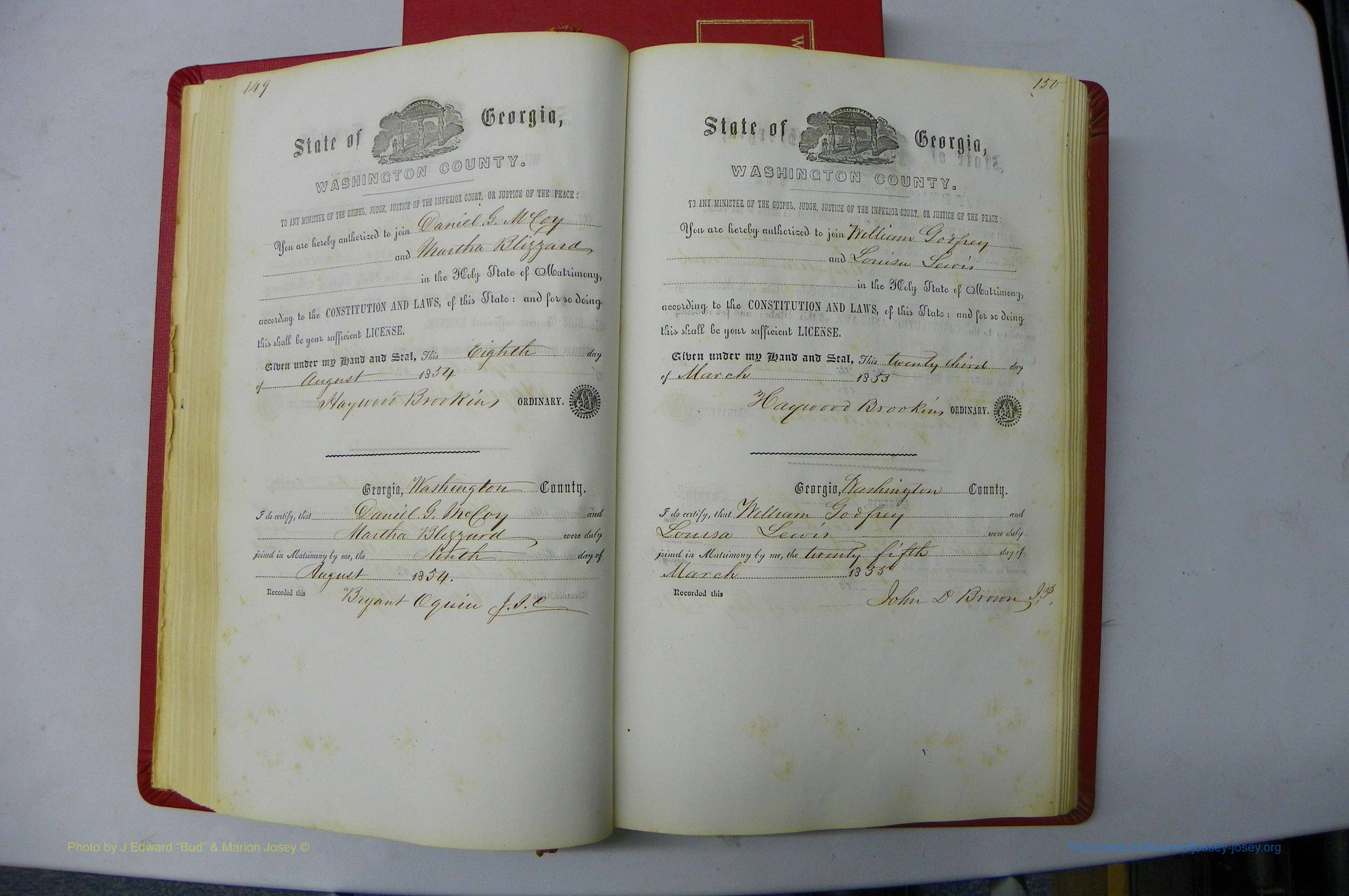 Was GA, Marriages Book B, 1852 - 1860, P 149-150.JPG