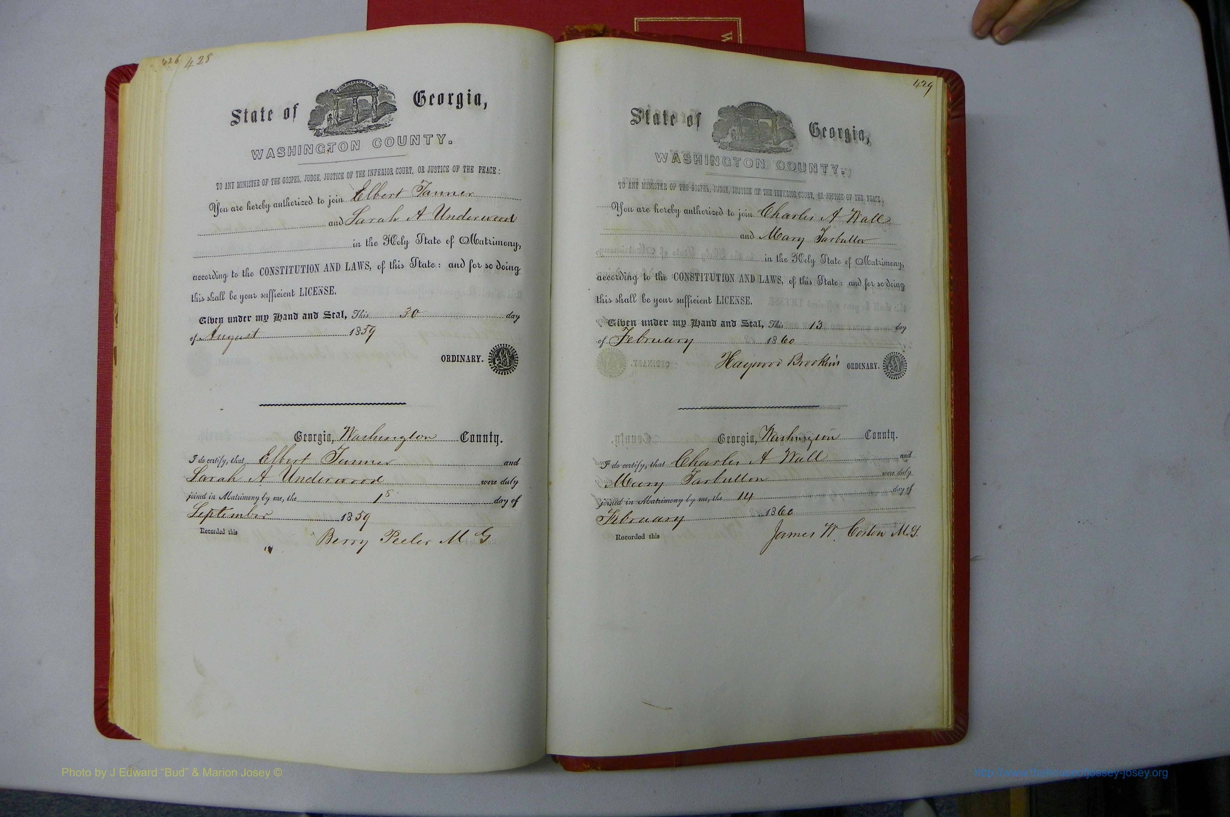Was GA, Marriages Book B, 1852 - 1860, P 428-429.JPG