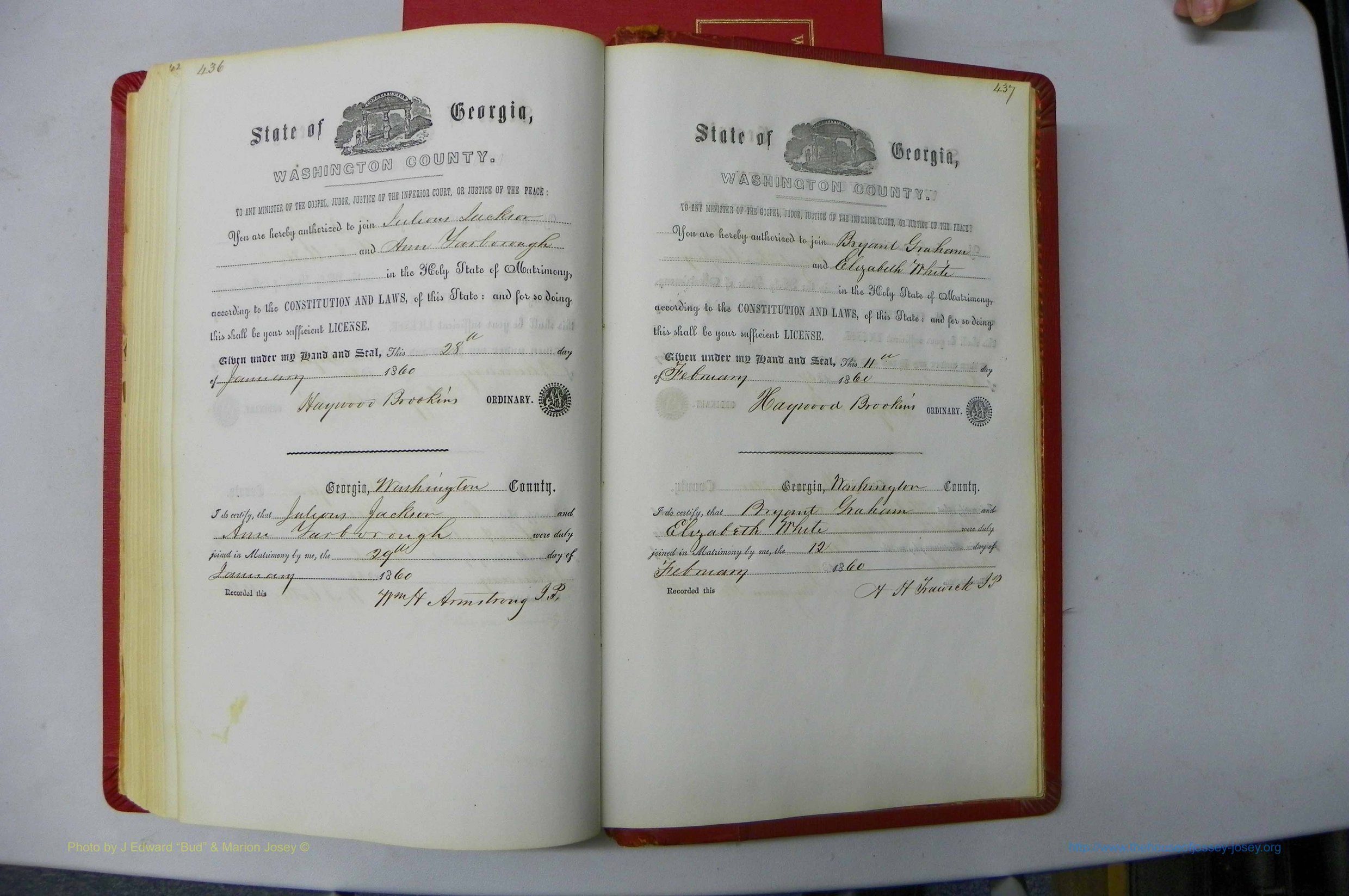 Was GA, Marriages Book B, 1852 - 1860, P 436-437.JPG