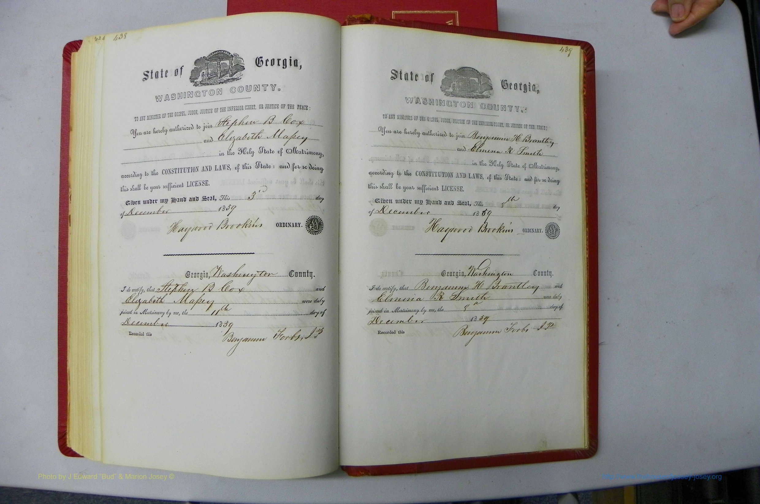 Was GA, Marriages Book B, 1852 - 1860, P 438-439.JPG