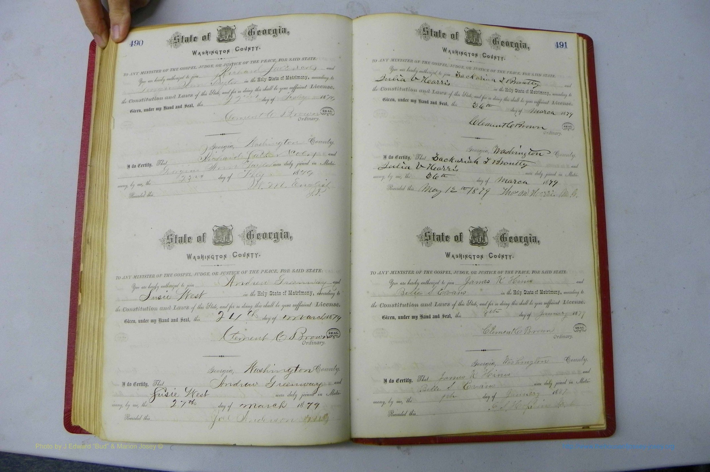 Was GA, Marriages Book D, 1872 - 1879, P 490-491.JPG