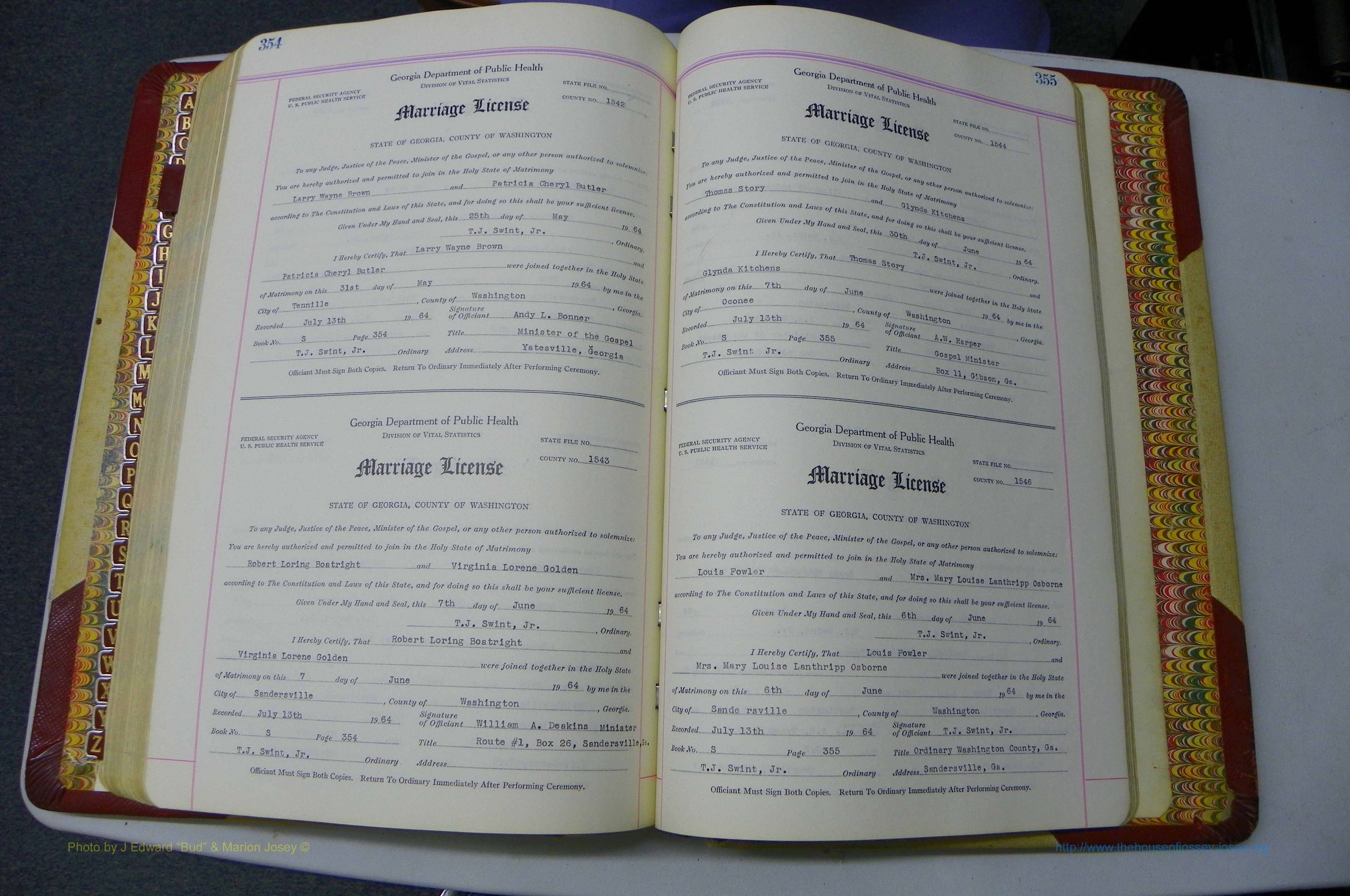 Was GA, Mar. Book S, 1952 - 1966, White, P 354-355.JPG