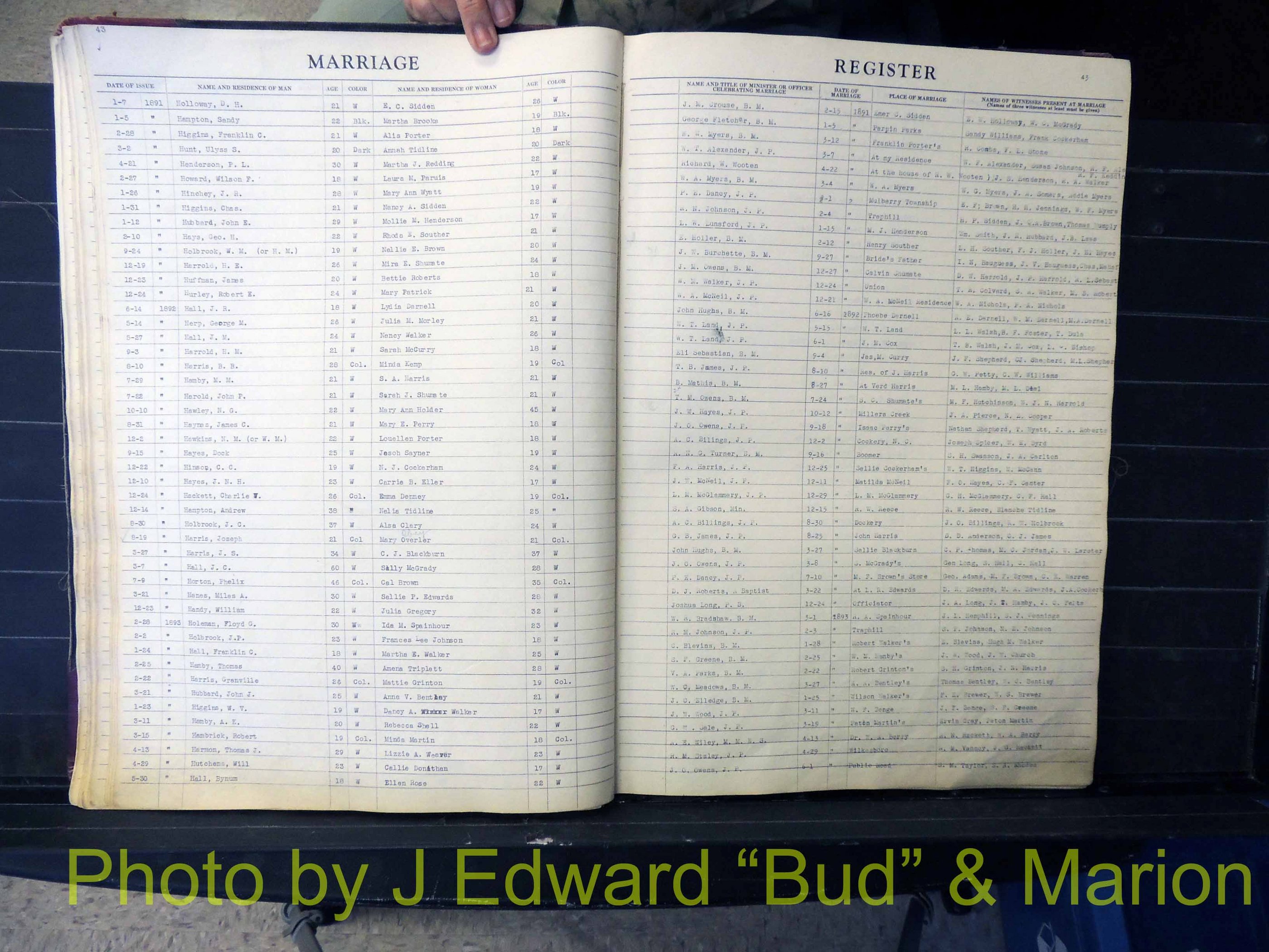 Wilkes Co, NC, Marriage Book 1, 1870-1940 (144).JPG