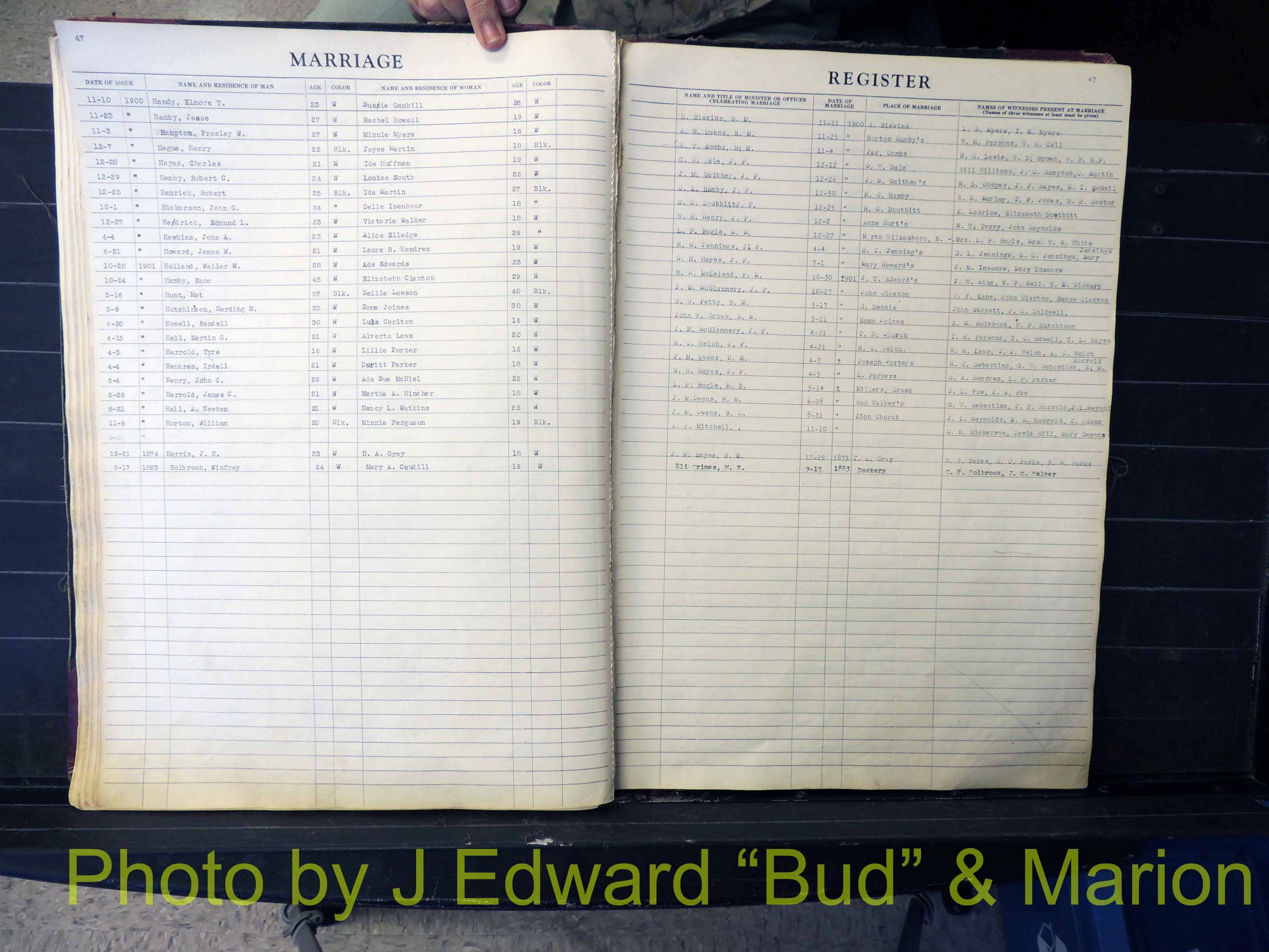 Wilkes Co, NC, Marriage Book 1, 1870-1940 (148).JPG