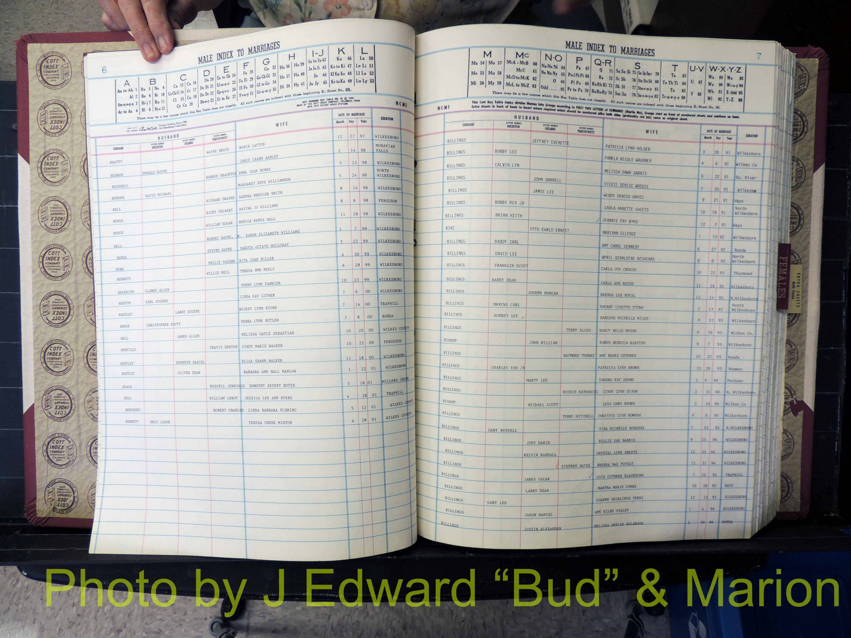 Wilkes Co, NC, Marriage Book 10, 1991-2001 (110).JPG