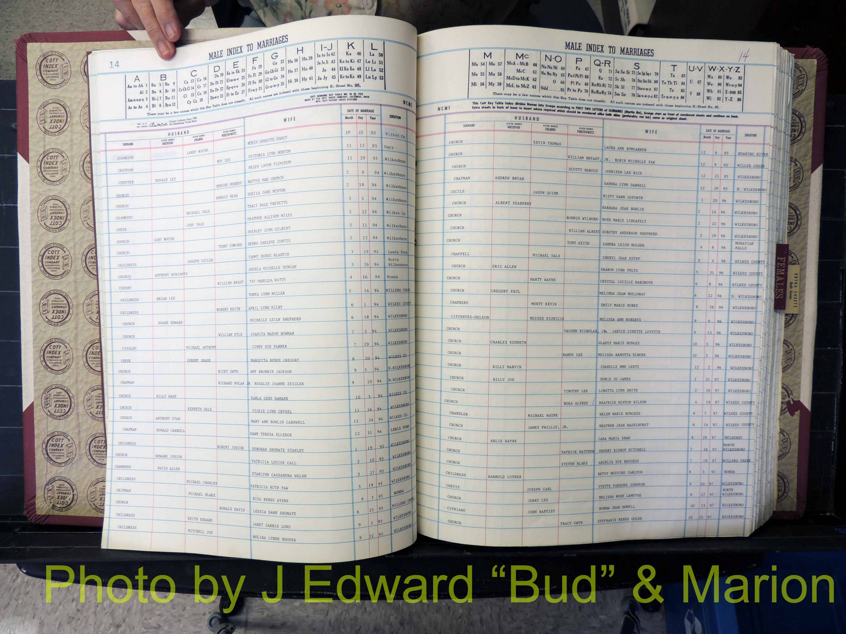 Wilkes Co, NC, Marriage Book 10, 1991-2001 (123).JPG
