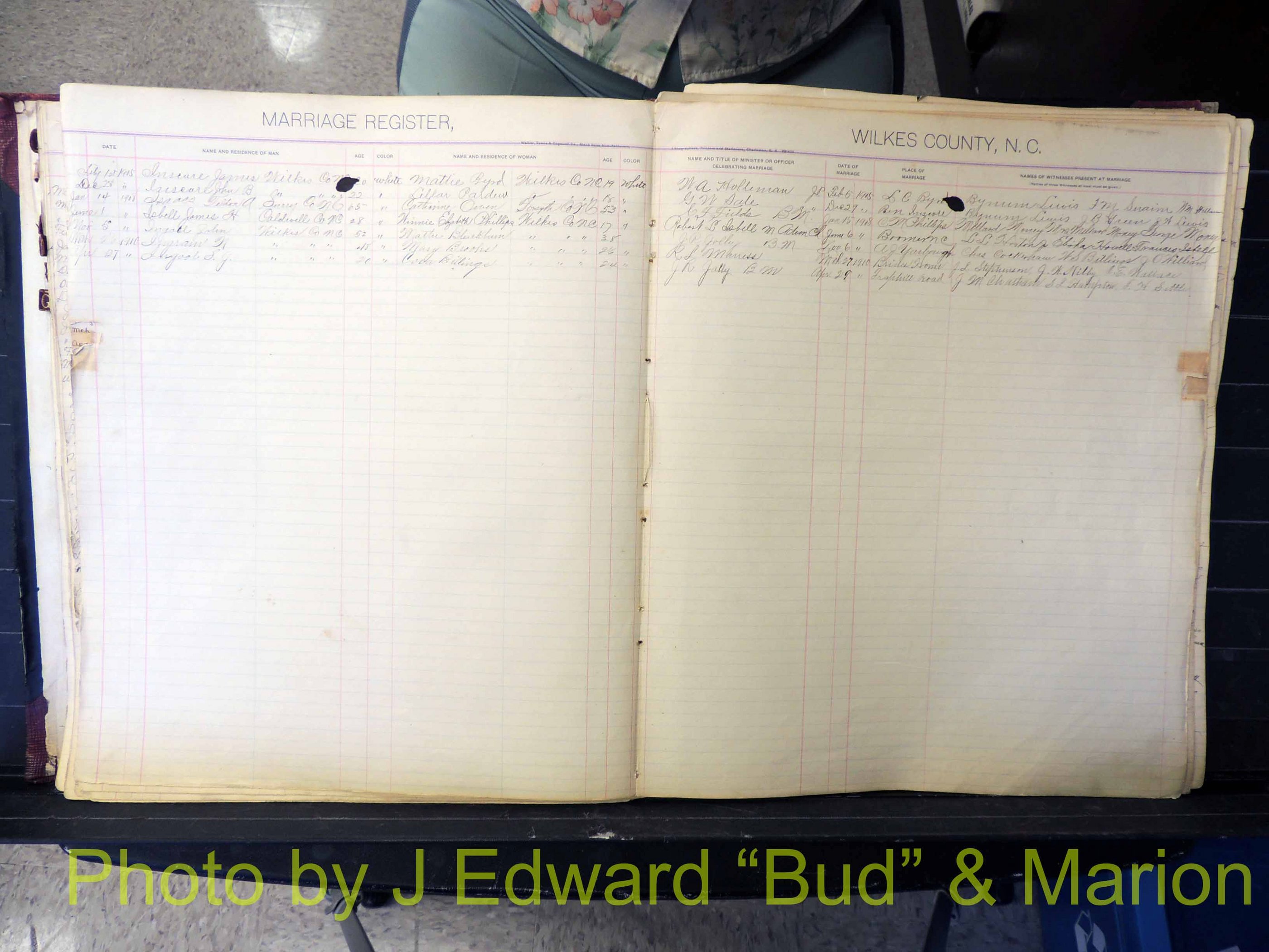 Wilkes Co, NC, Marriage Book 2, 1902-1911 (132).JPG