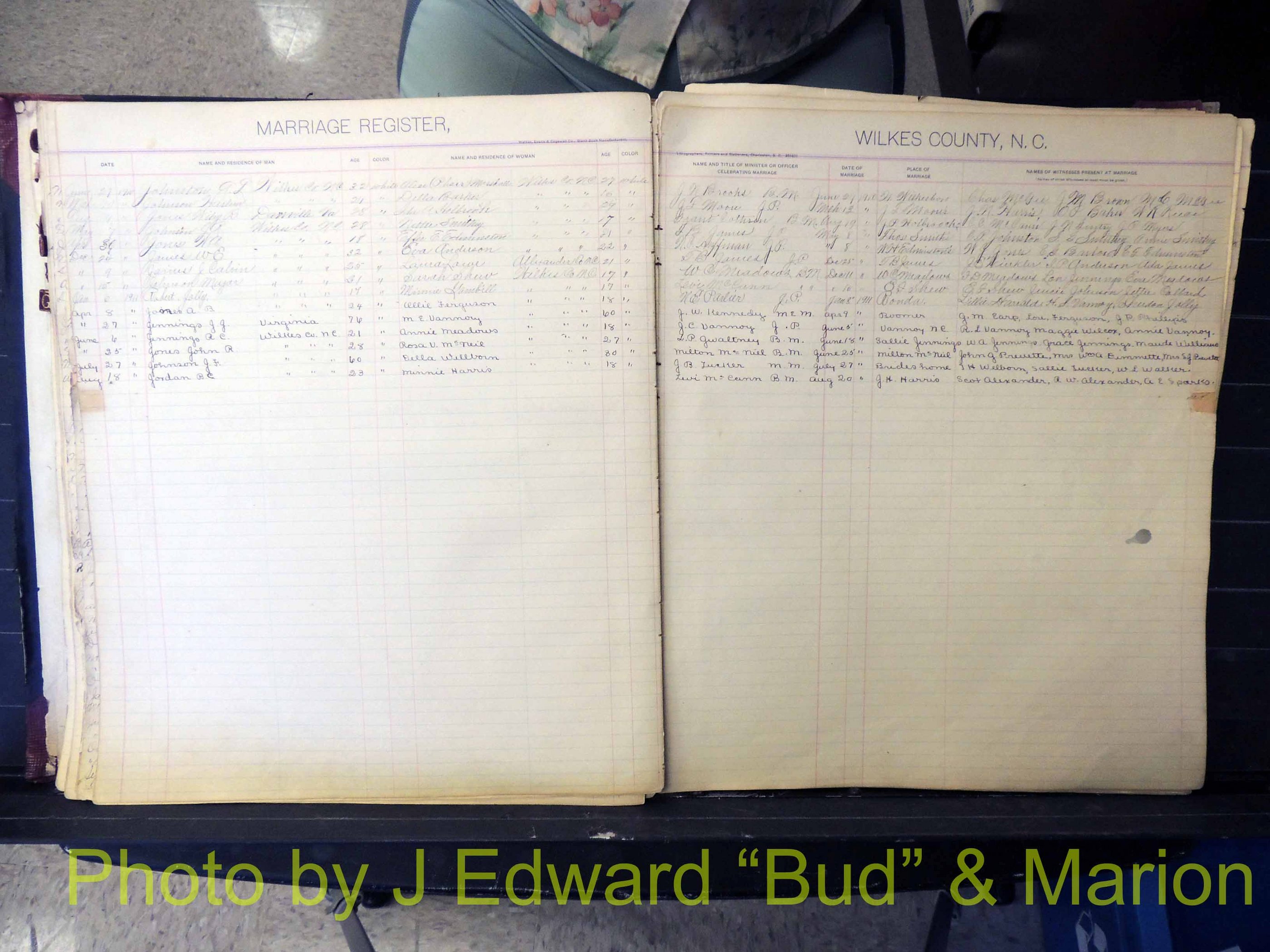 Wilkes Co, NC, Marriage Book 2, 1902-1911 (135).JPG