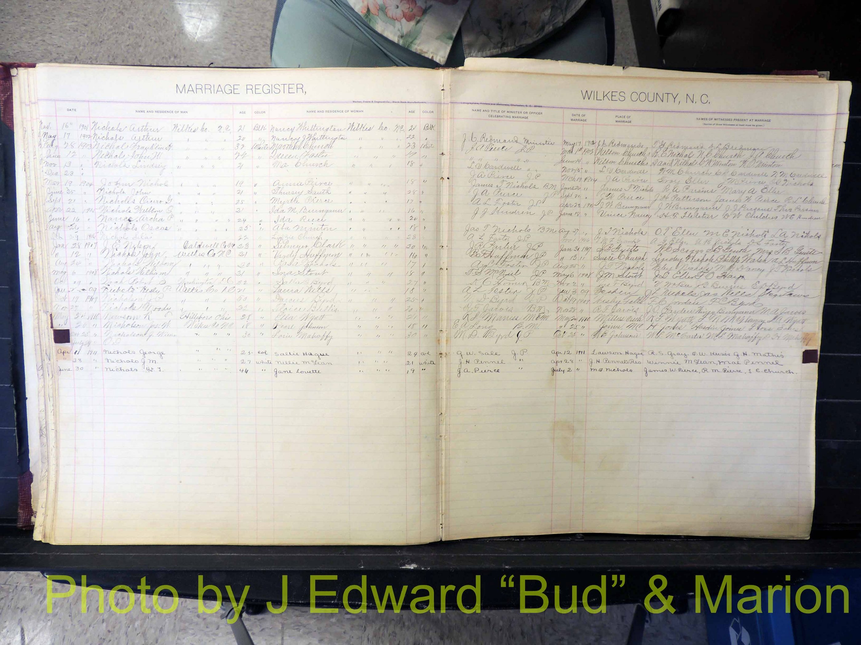 Wilkes Co, NC, Marriage Book 2, 1902-1911 (144).JPG