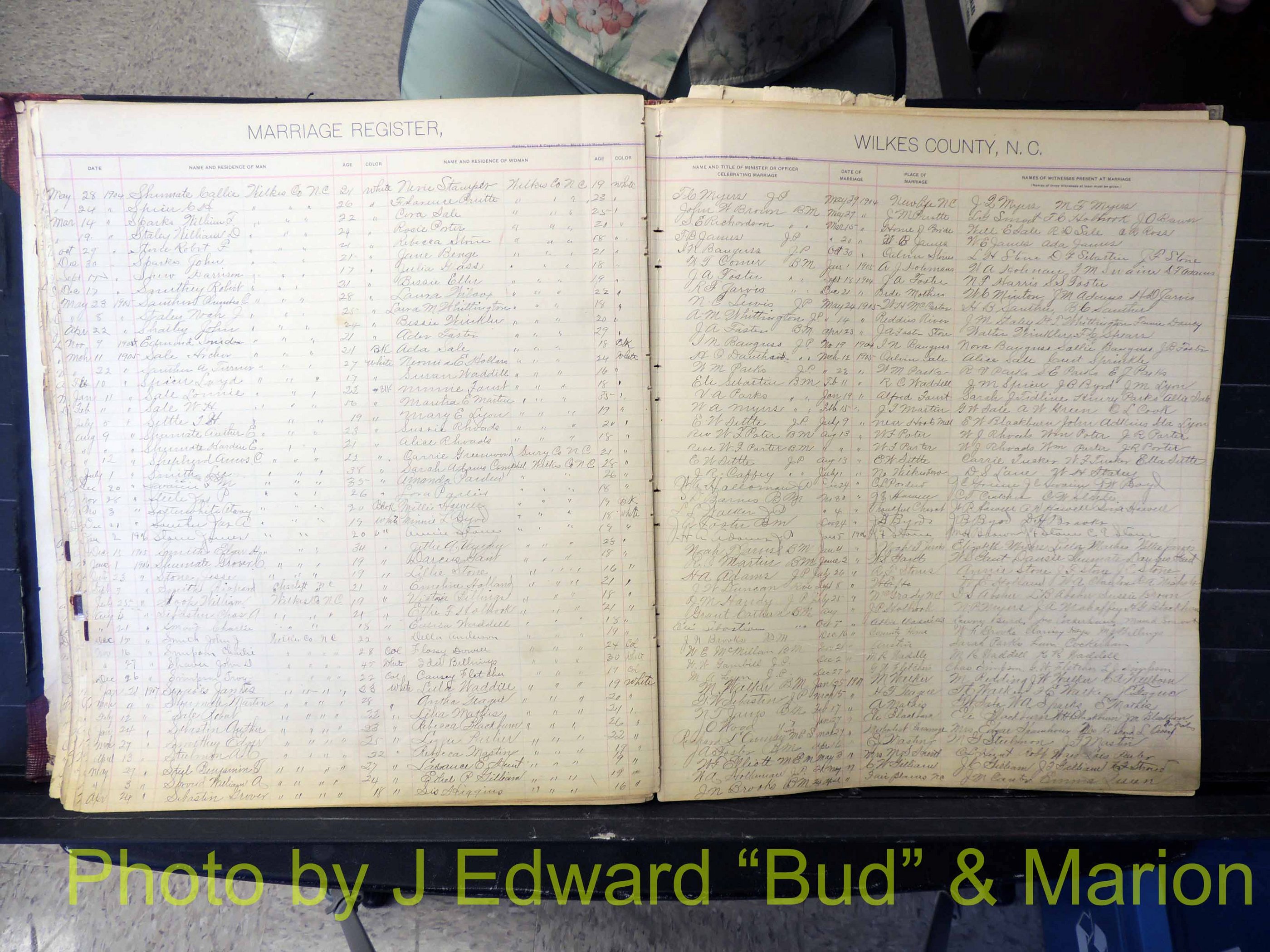 Wilkes Co, NC, Marriage Book 2, 1902-1911 (154).JPG