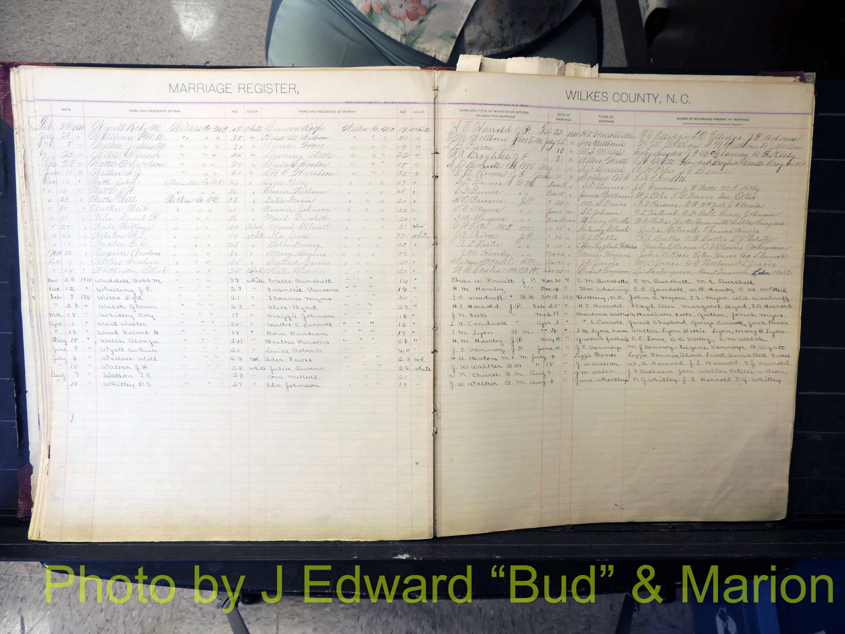 Wilkes Co, NC, Marriage Book 2, 1902-1911 (166).JPG