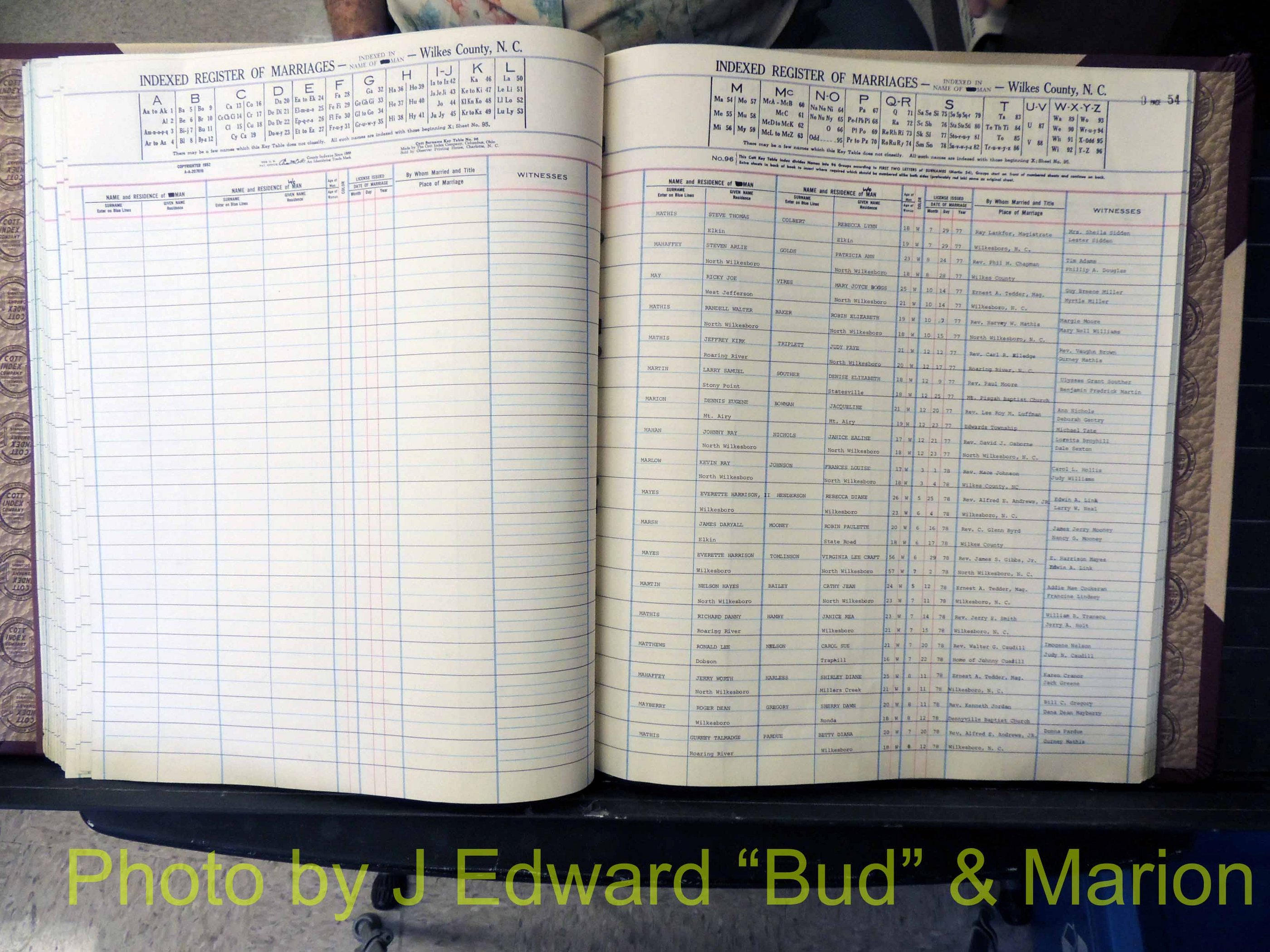 Wilkes Co, NC, Marriage Book 8, 1977-1978 (153).JPG