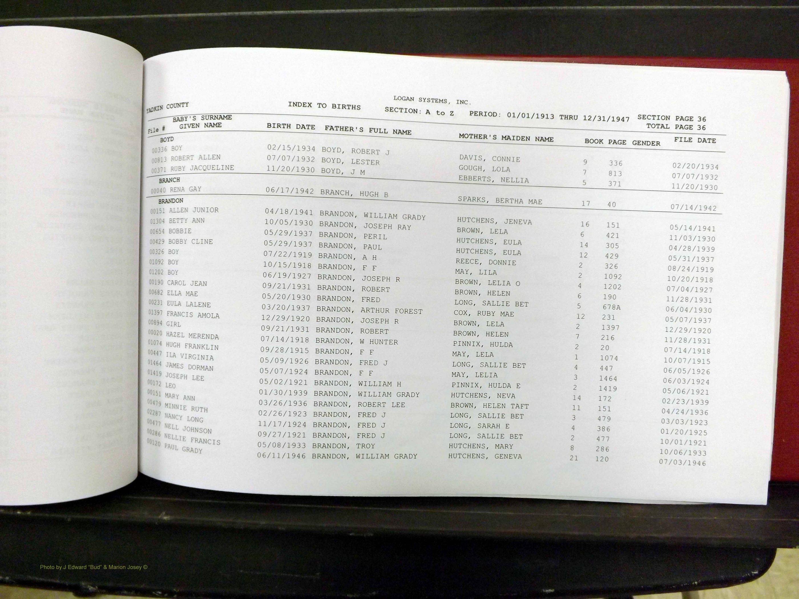 Yadkin Co, NC, Births, A-M, 1913-1947 (137).JPG