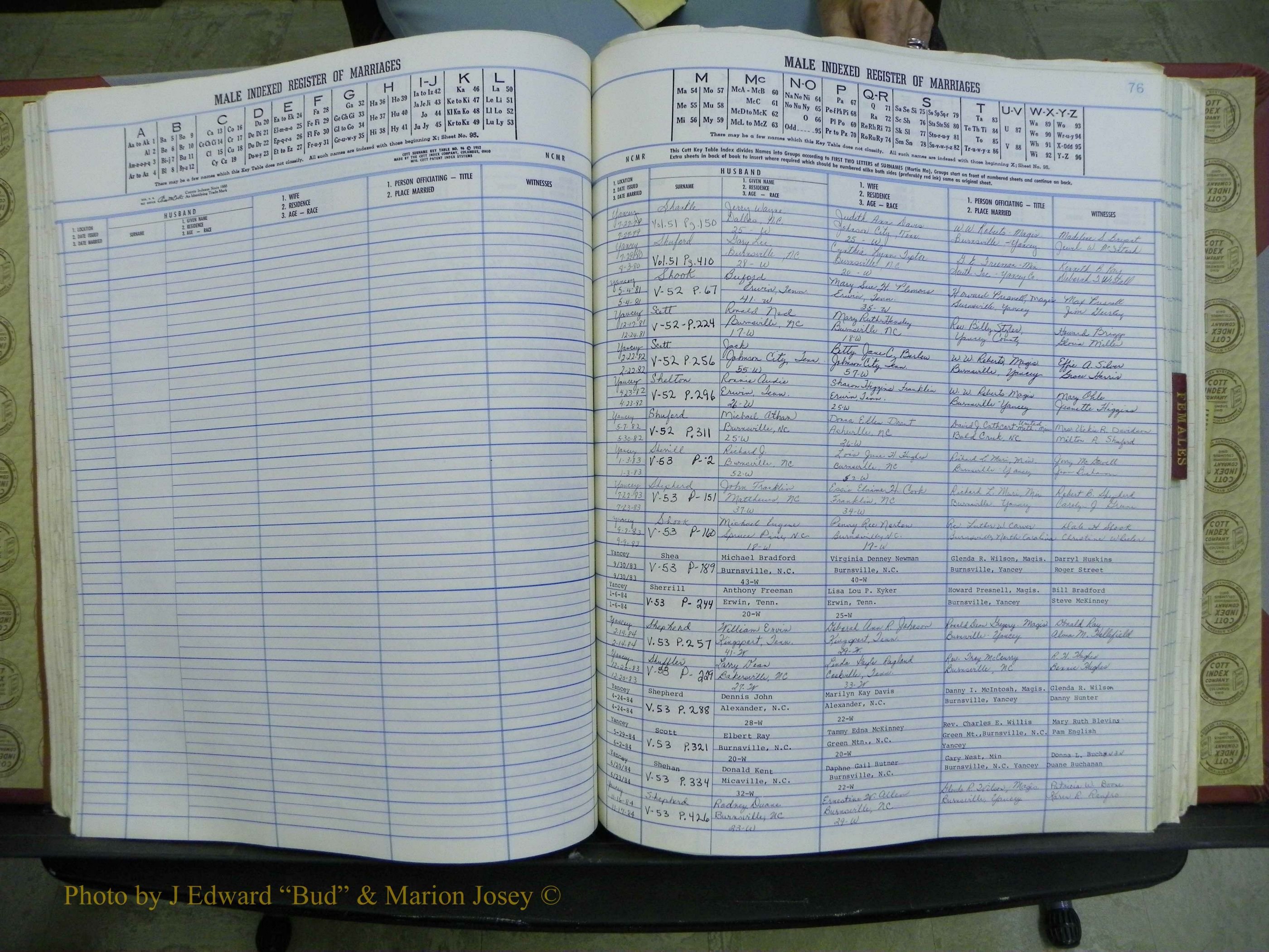 Yancey Co, NC Marriages, 1979-1999, A-Z (126).JPG