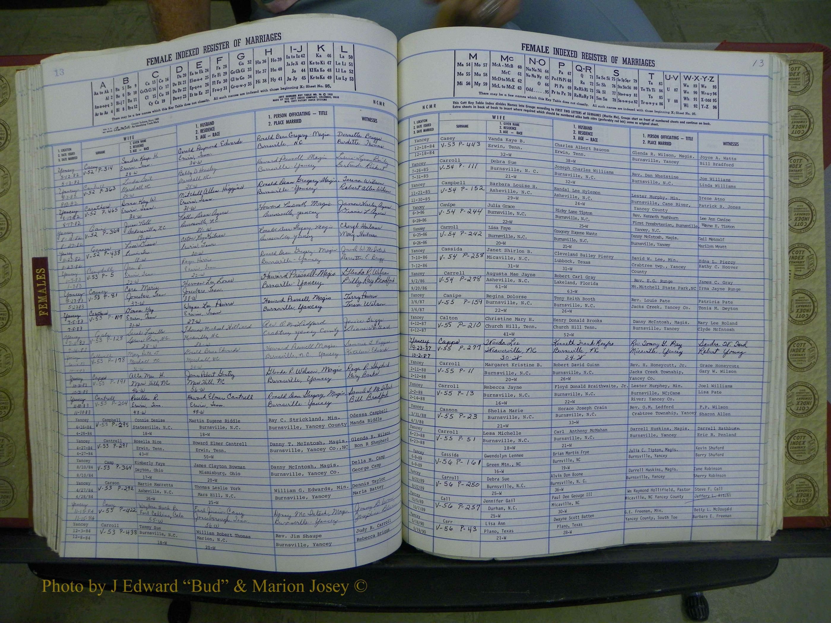 Yancey Co, NC Marriages, 1979-1999, A-Z (180).JPG