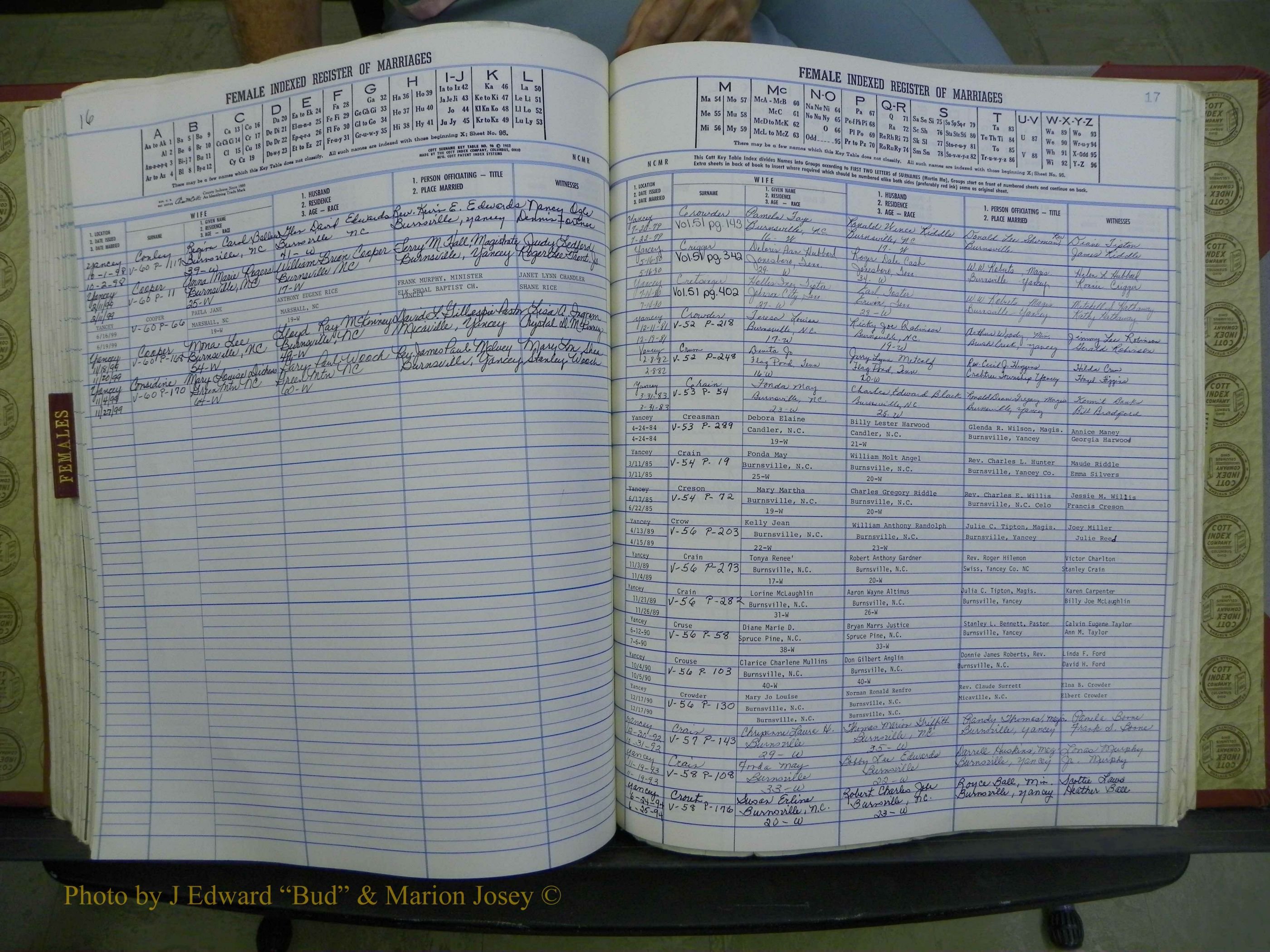 Yancey Co, NC Marriages, 1979-1999, A-Z (187).JPG