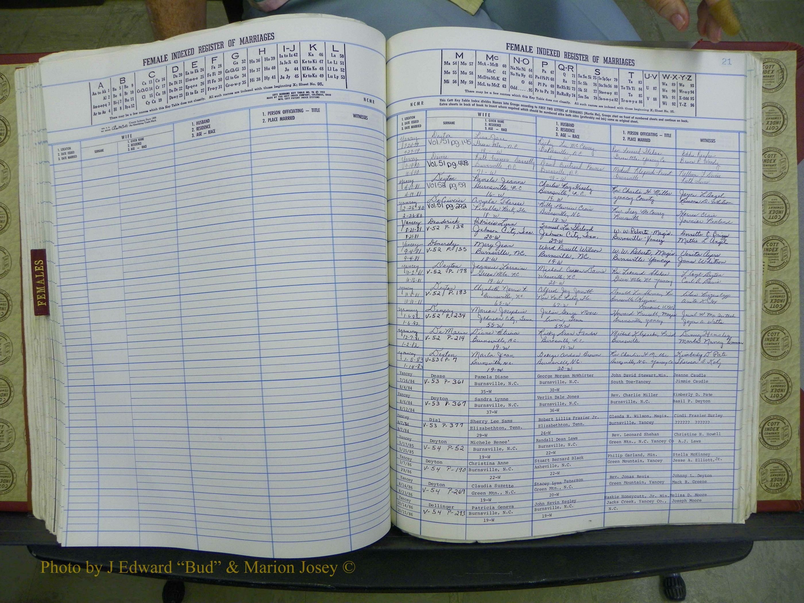 Yancey Co, NC Marriages, 1979-1999, A-Z (189).JPG
